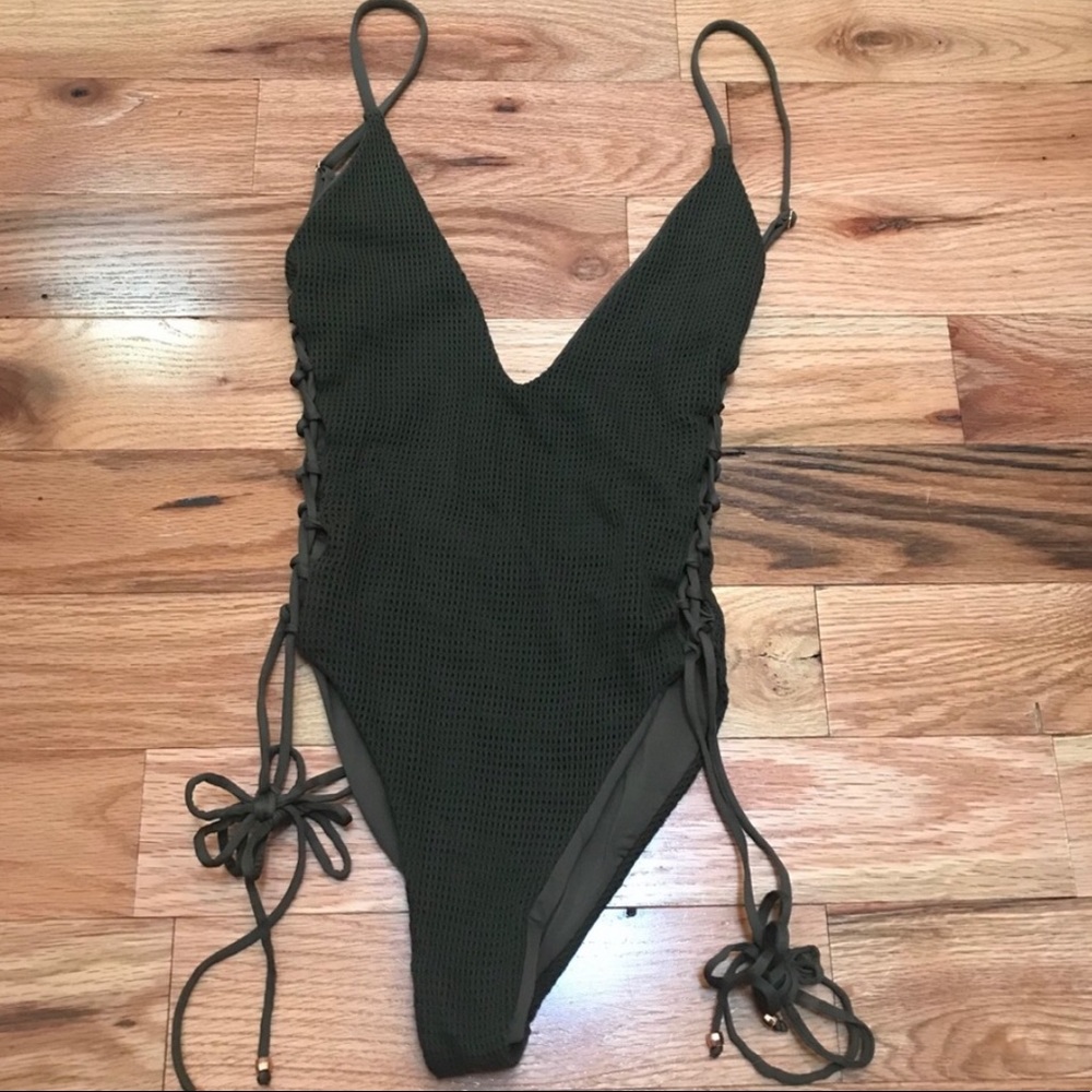 dark green Planet Blue one-piece bikini